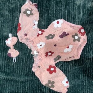Floral Baby Romper with Headband